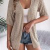 Hollow Out Short Sleeve Knitted Cardigan, Summer, Beach Cover Up