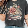 Qutie Summer Top With Book And Flower Pattern Printed, Suitable For Women's Teacher's Day T-Shirt - Image 2