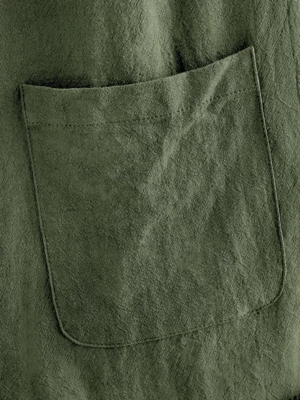 Summer Casual And Loose St Patrick Day Knot Strap Pocket Patched Pinafore Green Short Romper - Image 2
