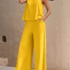Solid Tank Top & Wide Leg Pants
