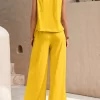 Solid Tank Top & Wide Leg Pants - Image 3