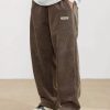Manfinity Hypemode Loose Fit Men's Corduroy Pants With Letter Patch Detail Baggy Long Slacks Plain Going Out