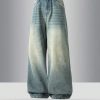 Men Casual Vintage Loose Fit Distressed Straight Leg Jeans