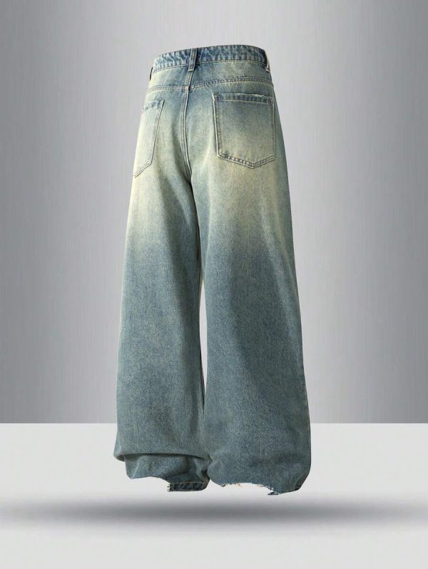 Men Casual Vintage Loose Fit Distressed Straight Leg Jeans - Image 3