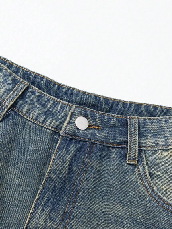 Men Casual Vintage Loose Fit Distressed Straight Leg Jeans - Image 2