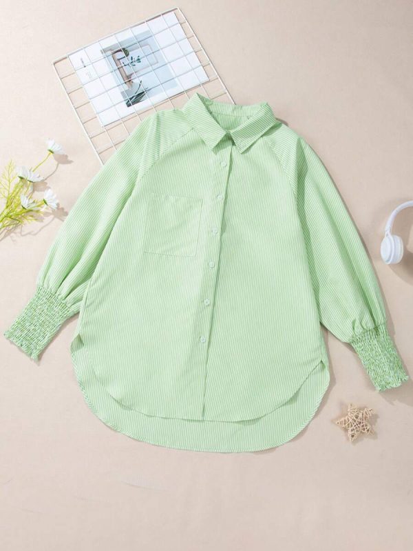 Women's Casual Striped Loose Cuffed Blouse, Spring Autumn - Image 3