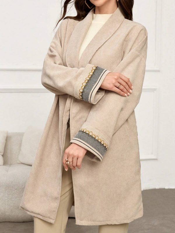 Women's Solid Color Splicing Front Button Long Sleeve Simple Casual Regular Jacket