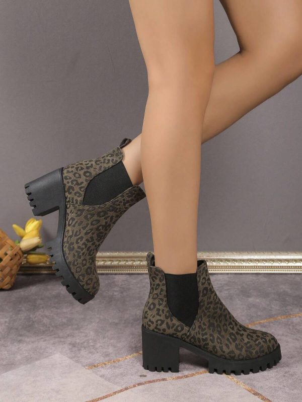 Women's Thick Heel Chelsea Boots, Elastic Ankle Boots, Casual Boots, Women's Shoes, New Fashionable Thick Heeled Sexy Lady Short Boots - Image 2