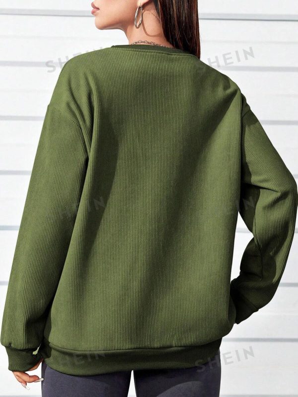 Women's Crew Neck Long Sleeve Sweatshirt, Sporty Pullover, Autumn/Winter - Image 4